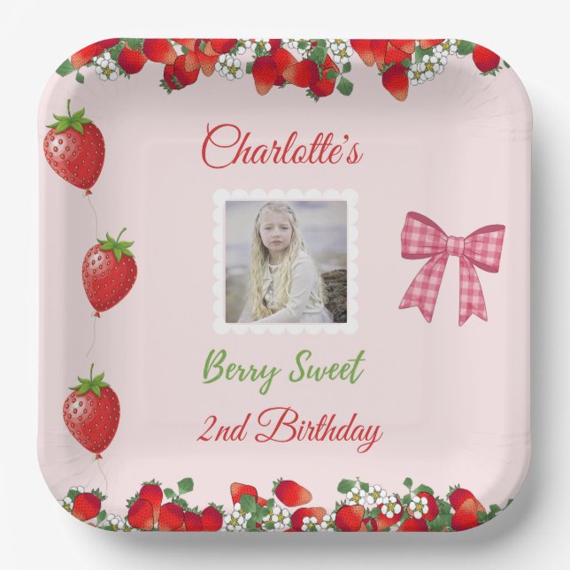 Berry Sweet Birthday Foto Pappteller (Vorderseite)