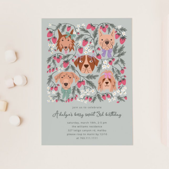 Berry Sweet Birthday Party | Strawberry Dogs Einladung (Von Creator hochgeladen)