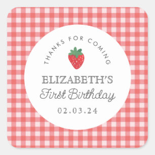 Berry Sweet Birthday Picnic vielen Dank Quadratischer Aufkleber