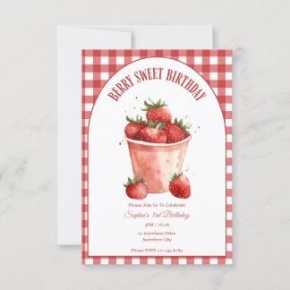 Berry Sweet Birthday Strawberry Party Einladung