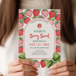 Berry Sweet Birthday Strawberry Party Invitation Einladung