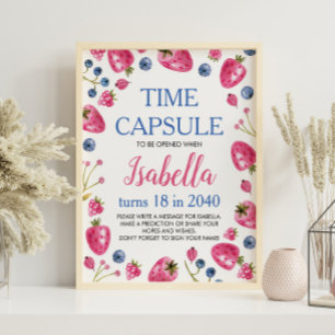 Berry Sweet Birthday Time Capsule Sign Poster