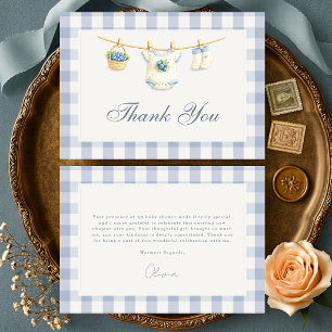 Berry Sweet Blaubeer Gingham Blau Baby Shower Dankeskarte