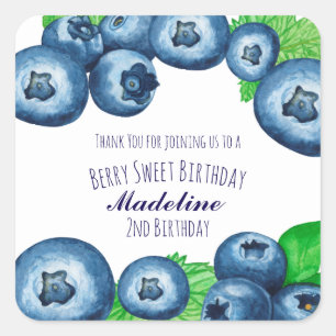 Berry Sweet Blaubeeren Geburtstag Quadratischer Aufkleber