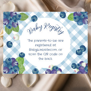 Berry Sweet Blaue Gingham-Baby-Registry Begleitkarte