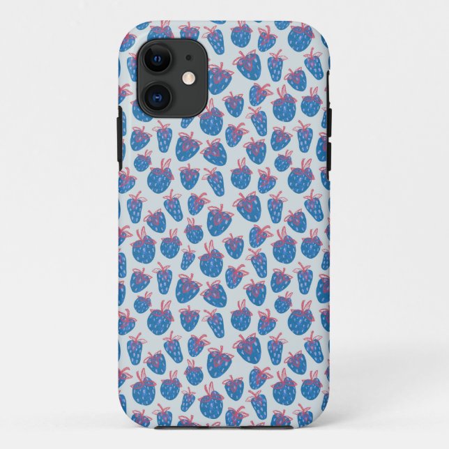 Berry Sweet Blue Strawberries iPhone Case (Rückseite)