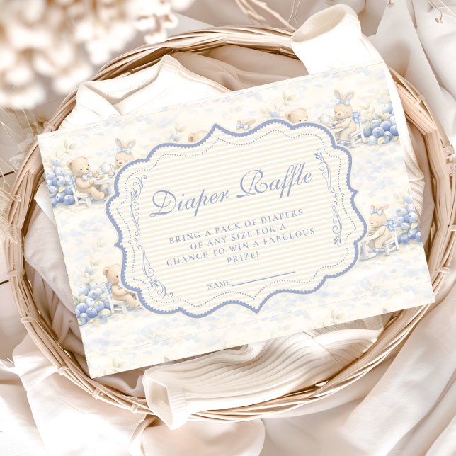 Berry Sweet Blue Toile Nursery Diapper Raffle Begleitkarte (Von Creator hochgeladen)