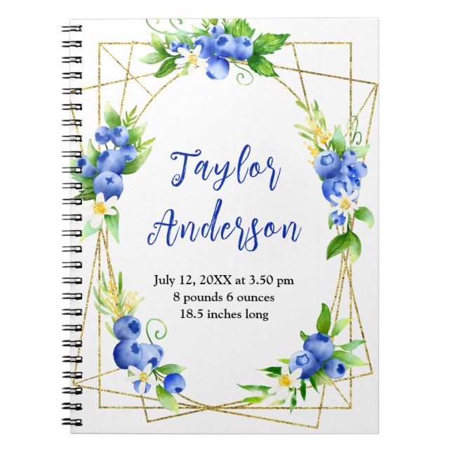 Berry Sweet Blueberry Baby Birth Stats Notizblock (Vorderseite)