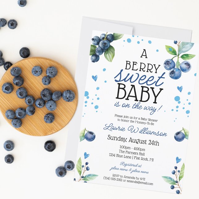 Berry Sweet Blueberry Baby Shower Einladung (Von Creator hochgeladen)