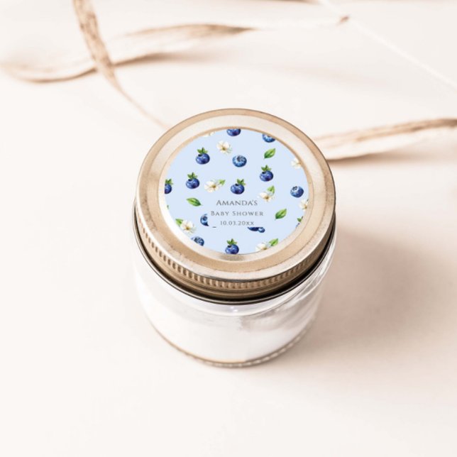 Berry Sweet Blueberry Baby Shower Runder Aufkleber (Von Creator hochgeladen)