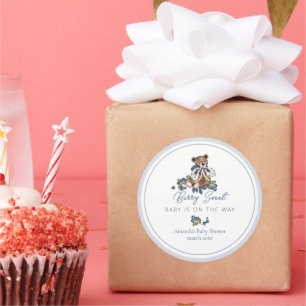 Berry Sweet Blueberry Bear Baby Boy Dusche Runder Aufkleber