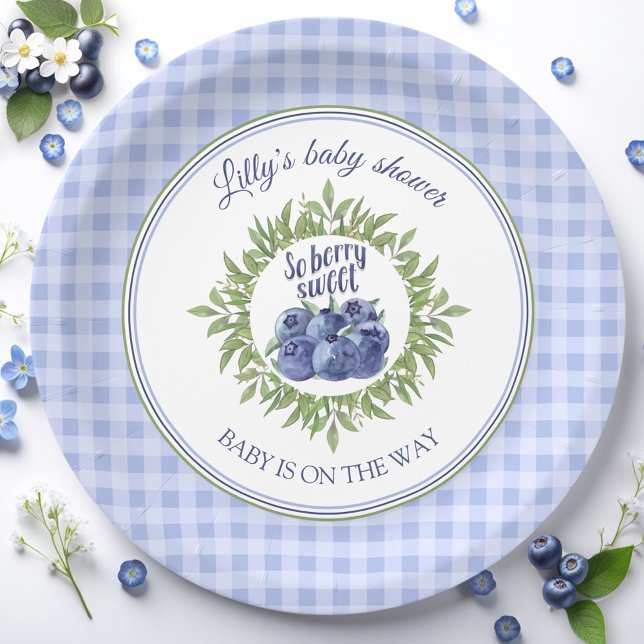 Berry Sweet Blueberry Blue Kariert Baby Dusche Pappteller (Berry Sweet Blueberry Blue Plaid Baby Shower Paper Plates)
