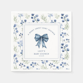 Berry Sweet Blueberry Bow Baby Shower Serviette