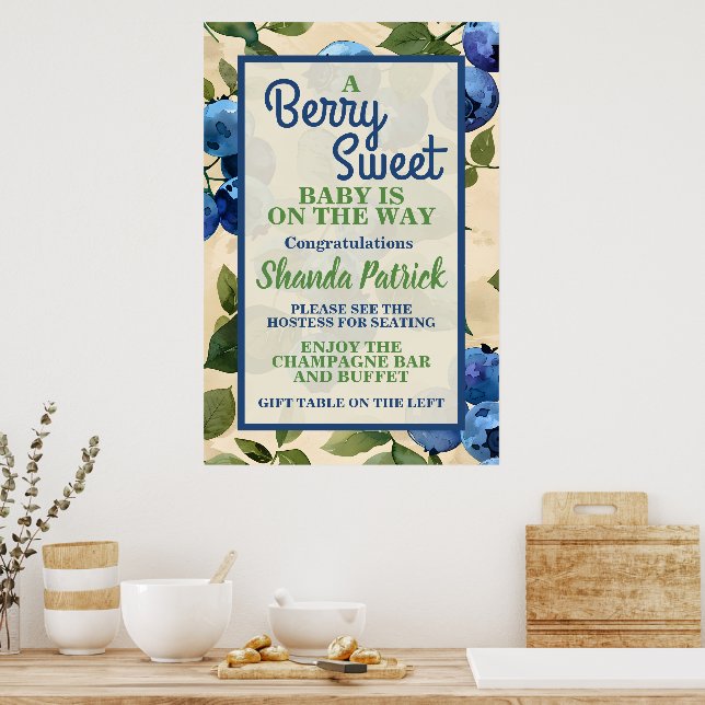Berry Sweet Blueberry Theme Babydusche Poster (Küche)
