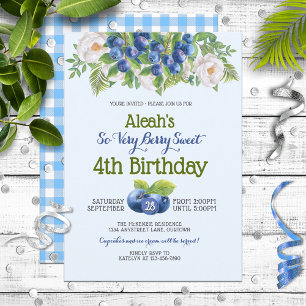 Berry Sweet Blueberry Theme Girl's Birthday Party Einladung