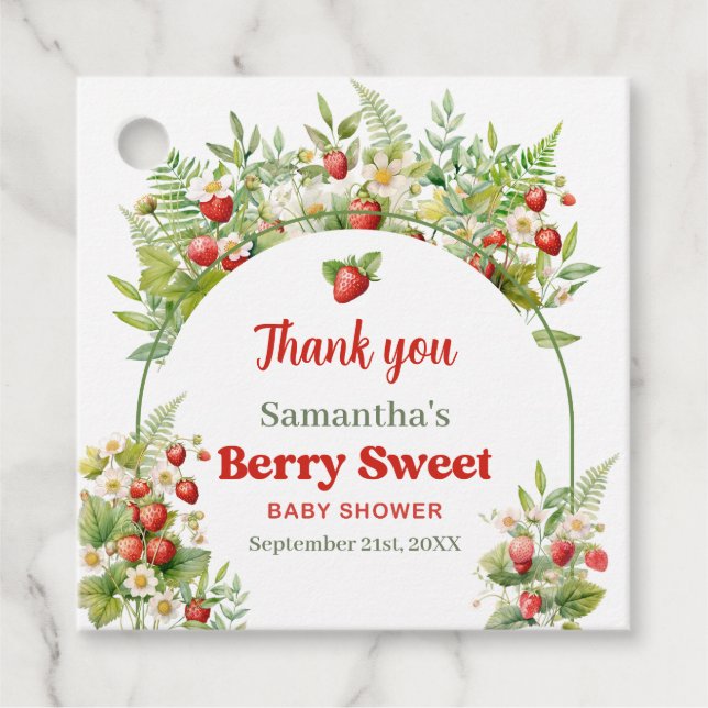 Berry Sweet Boho arch Wild Watercolor Strawberry Geschenkanhänger (Vorderseite)