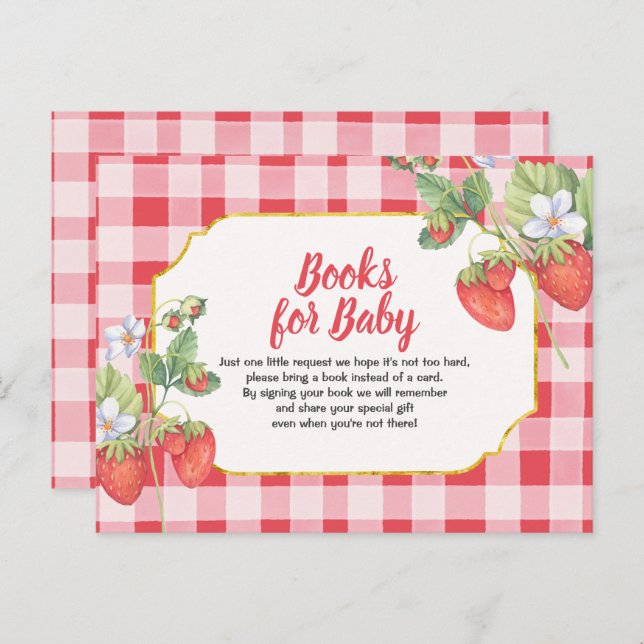 Berry Sweet Books for baby Erdbeere Postcard Einladungspostkarte (Vorne/Hinten)