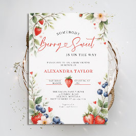Berry Sweet Botanical Berries Script Baby Shower Einladung