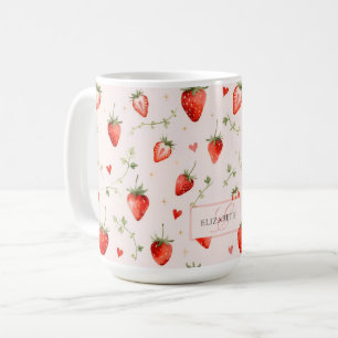 Berry Sweet Botanical Pink Hearts Monogramm Kaffeetasse