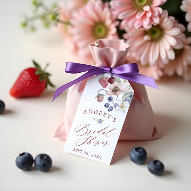 Berry Sweet Brautparty Wilde Berries & Blume Geschenkanhänger (Berry Sweet Bridal Shower Wild Berries & Flowers Gift Tags)