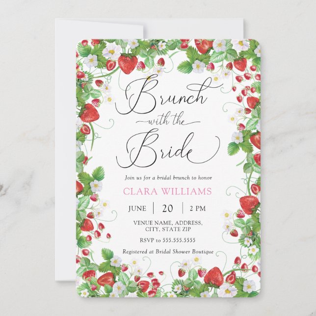 Berry Sweet Brunch mit Bride Brautparty Einladung (Vorderseite)