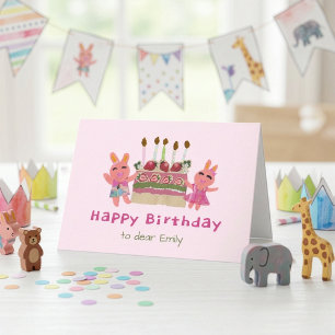 Berry Sweet Bunnies Baby Pink Kindergeburtstag Karte