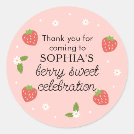 Berry Sweet Celebration Strawberry Birthday Party Runder Aufkleber