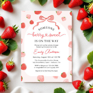 Berry Sweet Croquette Bow Strawberry Baby Dusche Einladung