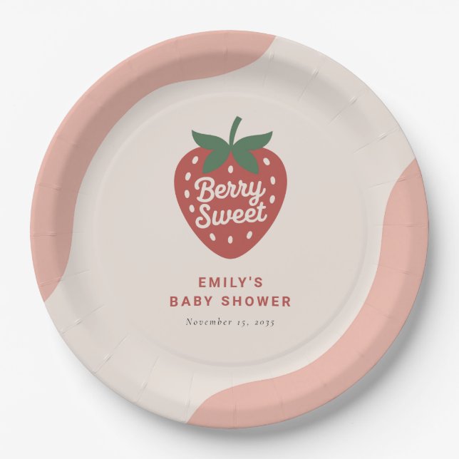 Berry Sweet Cute Baby Shower Pappteller (Vorderseite)