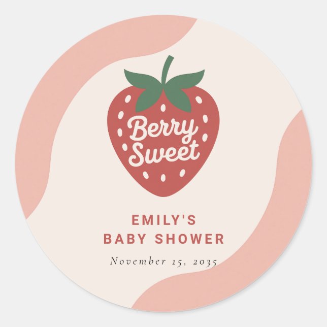 Berry Sweet Cute Baby Shower Runder Aufkleber (Vorderseite)