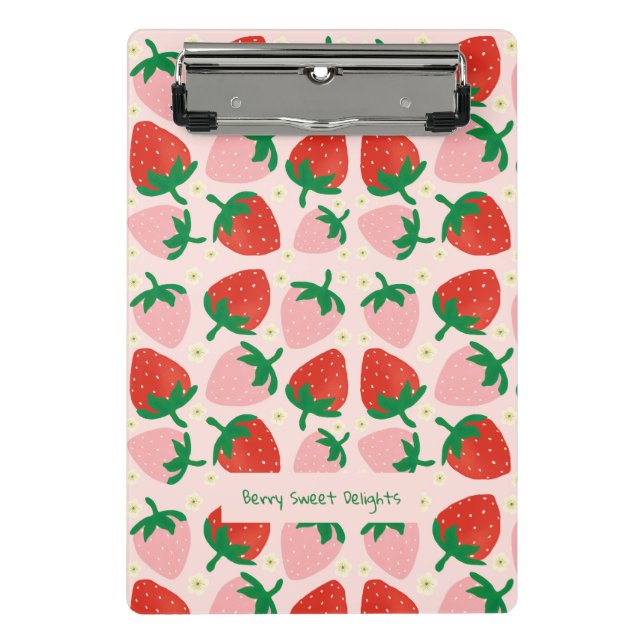 Berry Sweet Delights  Sanftes Rosa Mini Klemmbrett (Vorderseite)