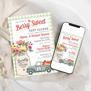 Berry Sweet Digital Bauern Market Baby Boy Dusche Einladung