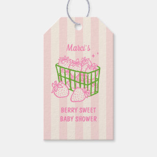 Berry Sweet Doodle Rosa Grüne Babyparty Geschenkanhänger