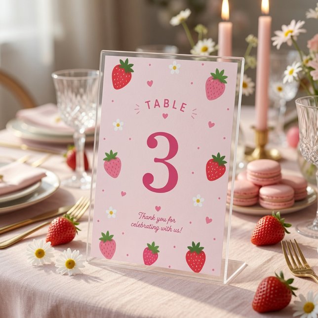 Berry Sweet Erdbeer Geburtstag Rosa Tischnummer (Von Creator hochgeladen)