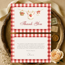 Berry Sweet Erdbeer Gingham Rot Babyparty