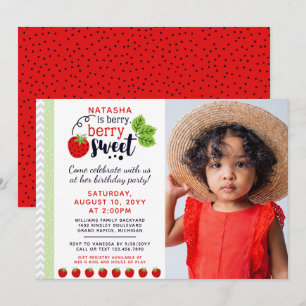 Berry Sweet Erdbeer-Kindergeburtstagsparty Einladung