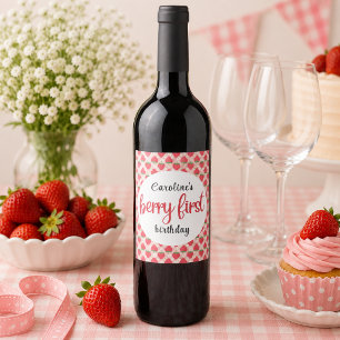 Berry Sweet Erdbeere 1. Geburtstagsfeier Weinetikett