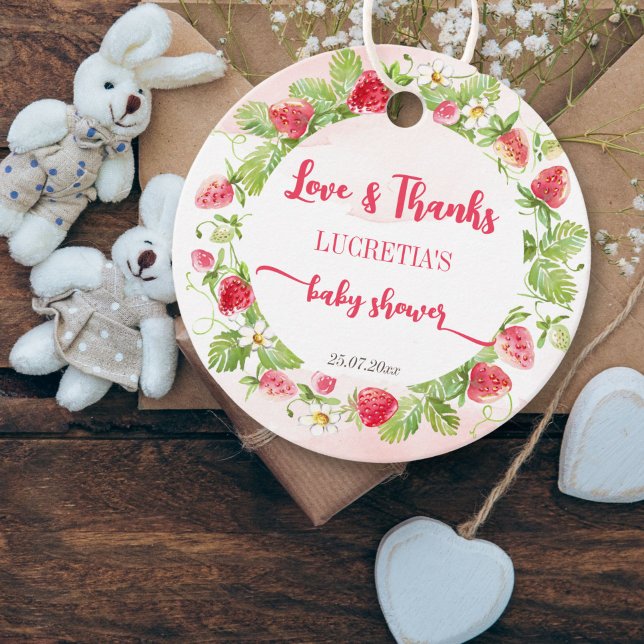 Berry Sweet Erdbeere Baby Dusche Danke Geschenkanhänger (Von Creator hochgeladen)