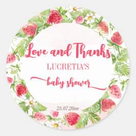 Berry Sweet Erdbeere Baby Dusche Danke Runder Aufkleber