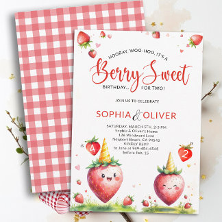 Berry Sweet Erdbeeren Gemeinsamer Geburtstag von 2 Einladung