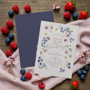 Berry Sweet Erster Geburtstag Wilde Berries & Blum Einladung