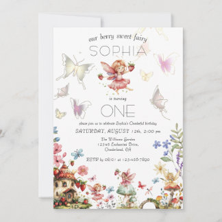 Berry Sweet Fairy Magic Strawberry Garden Geburtst Einladung