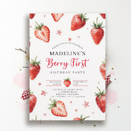 Berry Sweet Farmhouse Chic Watercolor 1st Birthday Einladung