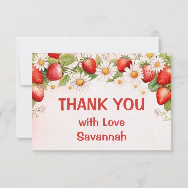 Berry Sweet First Birthday Dankeskarte (Vorderseite)