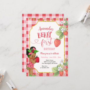 Berry Sweet FIRST Strawberry Birthday Girl Party Einladung