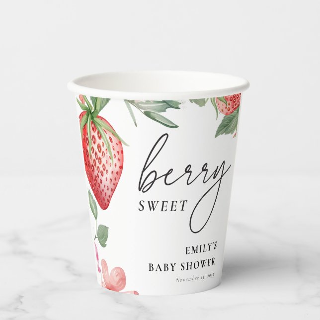 Berry Sweet Floral Baby Dusche Pappbecher (Vorderseite)