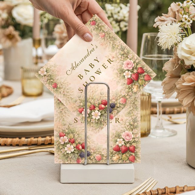 Berry Sweet Floral Baby Shower Serviette (Von Creator hochgeladen)