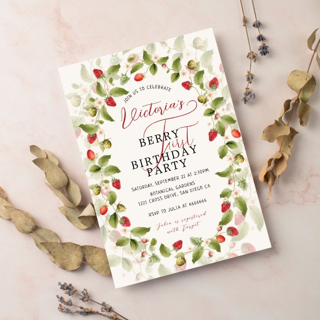 Berry Sweet Fresh Wild Strawberry Foto Geburtstag Einladung (Von Creator hochgeladen)
