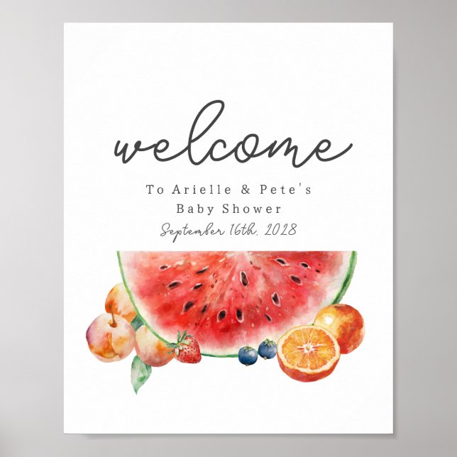 Berry Sweet Fruit Baby Dusche Willkommen Watermelo Poster (Vorne)