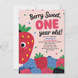 Berry Sweet Fun Erster Geburtstag Einladung